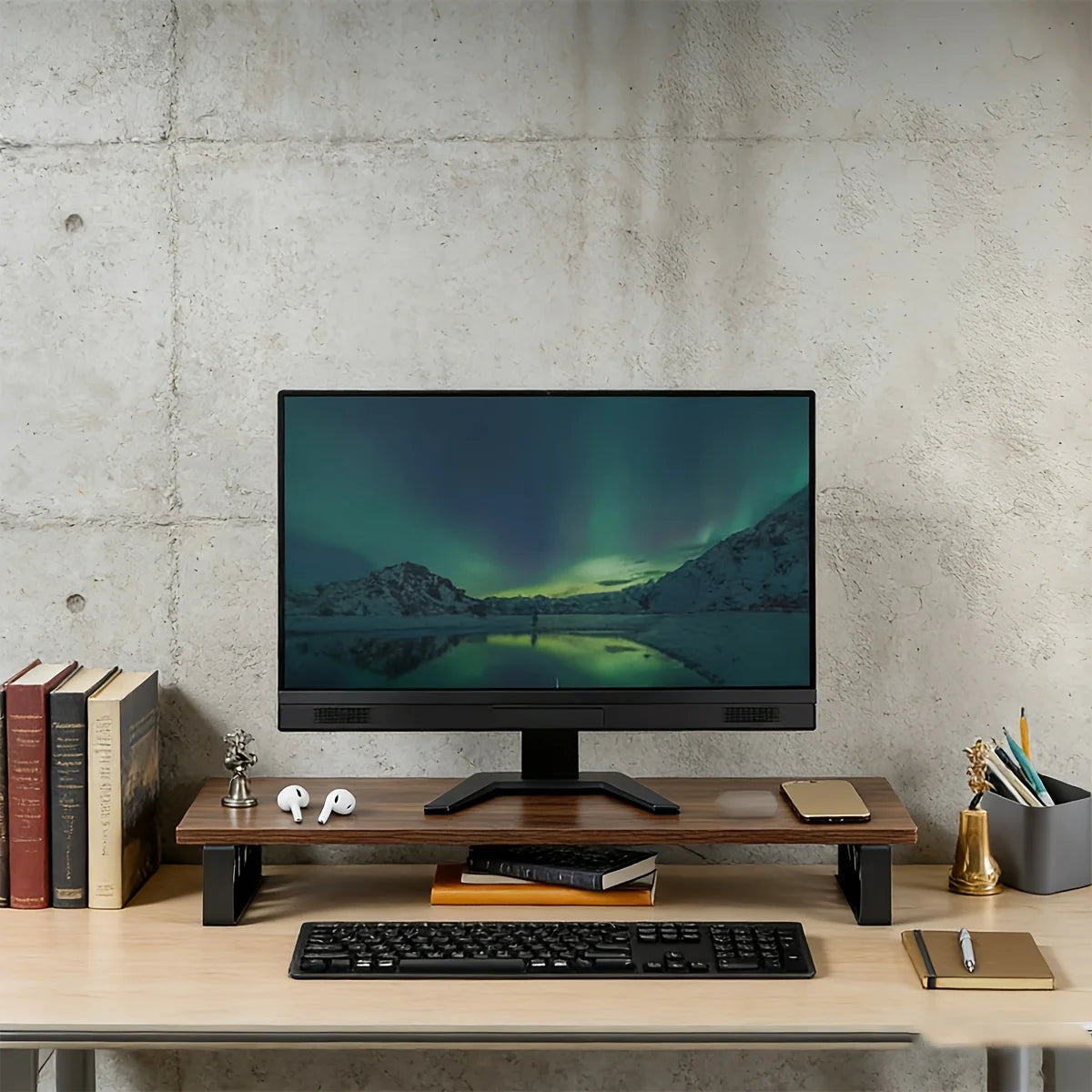 Cozya Calder Industrial Wood-Top Riser — Cozya Modern Desks & Workspace Accessories — view 4