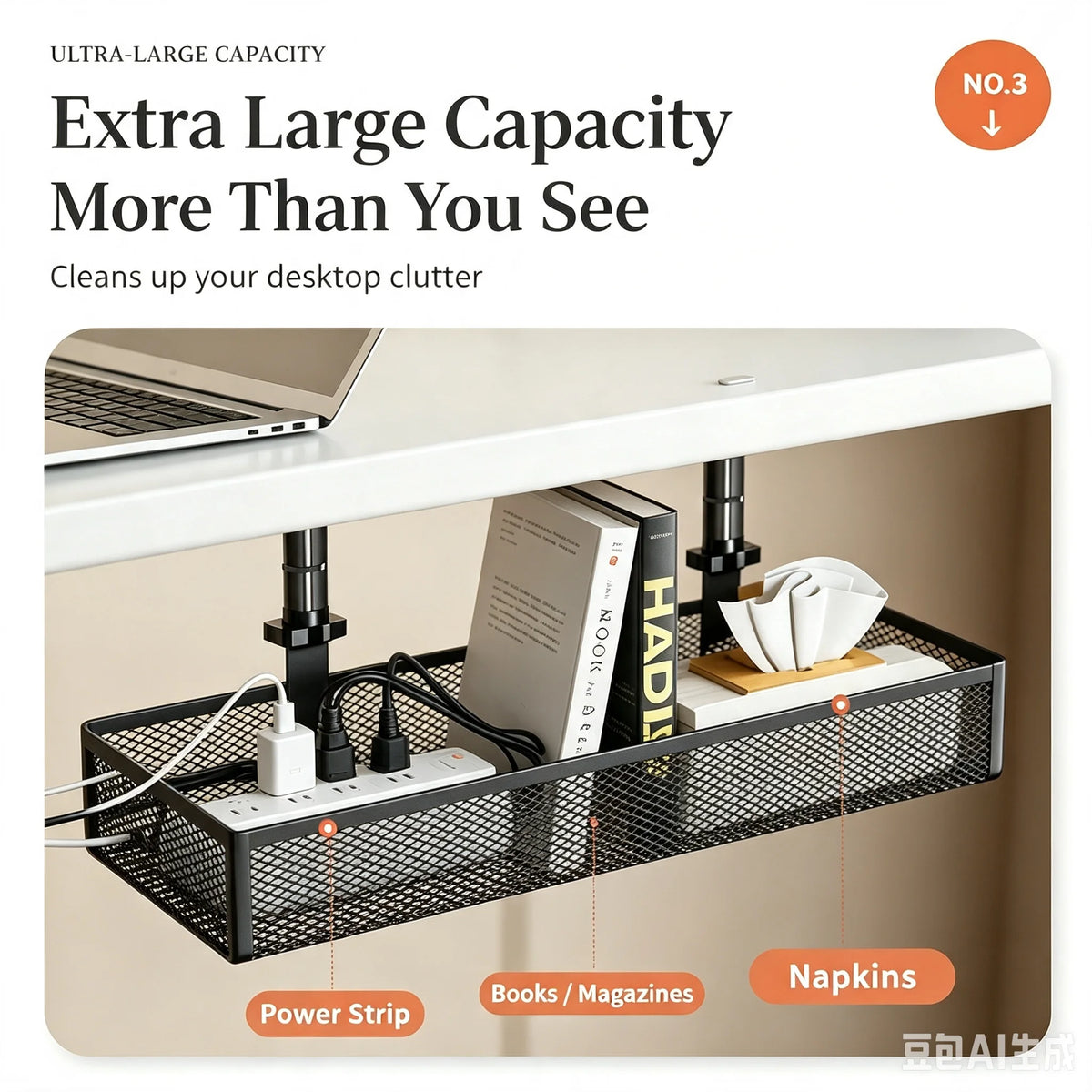 Cozya Vega Steel Cable Rack — Cozya Modern Desks & Workspace Accessories — view 3