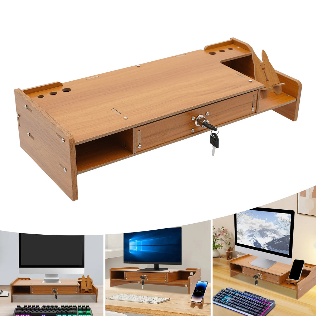 Cozya Dalen Riser with Lockable Drawer — Cozya Modern Desks & Workspace Accessories — view 2