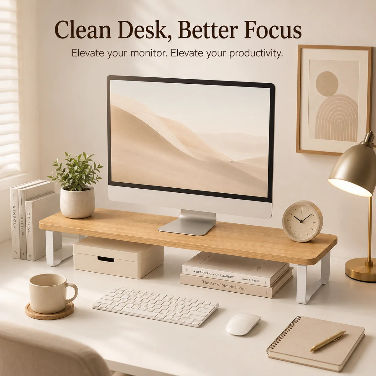 Cozya Kiro Metal-Leg Monitor Riser — Cozya Modern Desks & Workspace Accessories