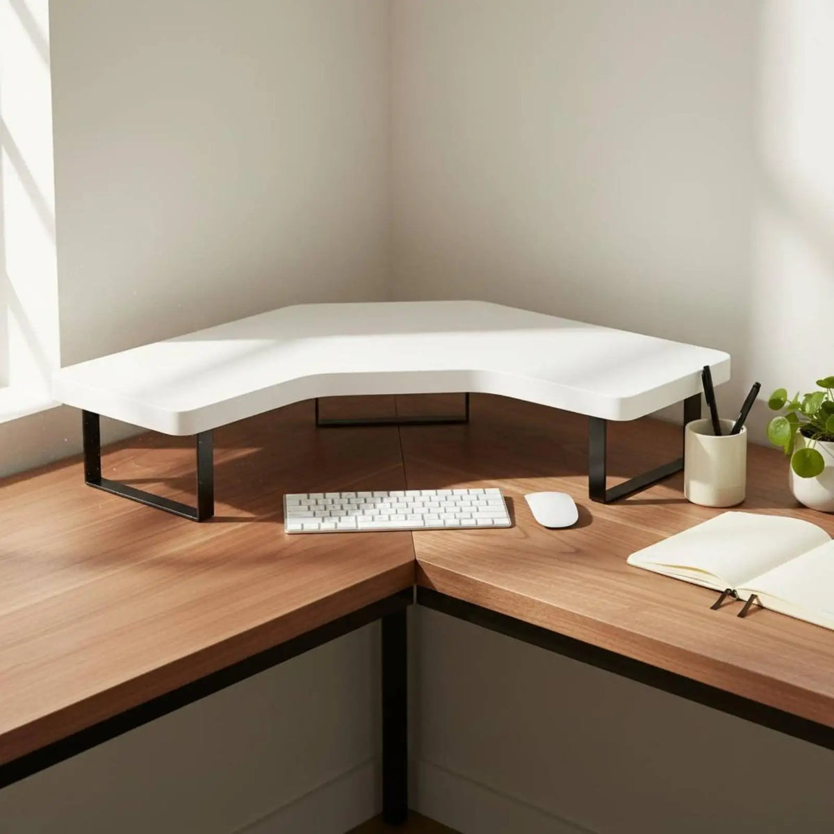 Cozya Isar Corner Riser with Side Shelf — Cozya Modern Desks & Workspace Accessories — view 6