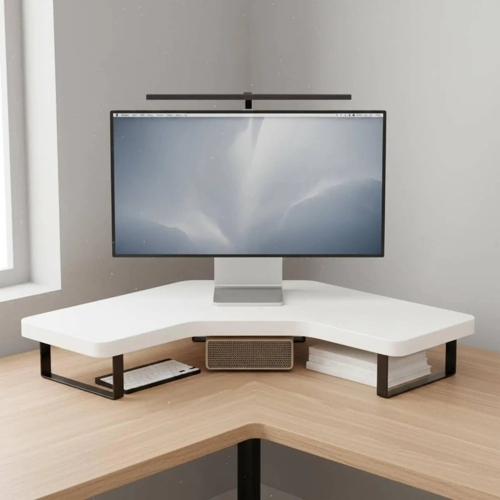 Cozya Isar Corner Riser with Side Shelf — Cozya Modern Desks & Workspace Accessories — view 2