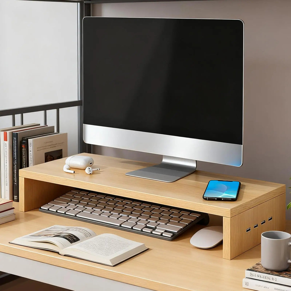 Cozya Nordal Powered Monitor Riser with USB Hub — Cozya Modern Desks & Workspace Accessories — view 4