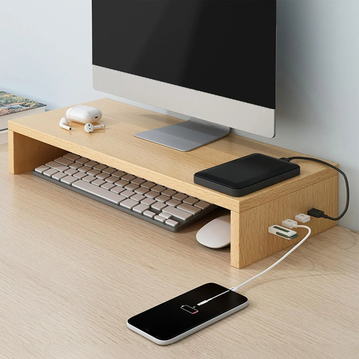Cozya Nordal Powered Monitor Riser with USB Hub — Cozya Modern Desks & Workspace Accessories